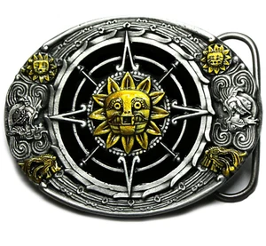 Mexican Aztec Design Belt Buckle, Tribal Mythological God, Gift, Dragon Designs - Picture 1 of 4