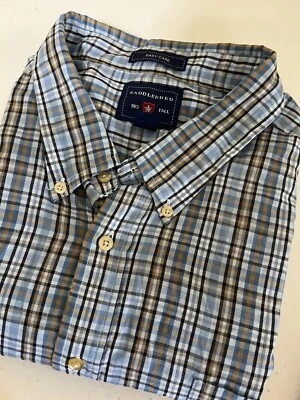 Saddlebred BIg & Tall Men's Shirt Sz 3XLT Blue Plaid Long Sleeve Button Down Top - Image 1 of 4