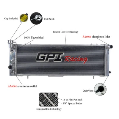 3 ROWS 铝散热器 适用于吉普切诺基 XJ 4.0 242 CID L6 MT/AT 1991 - 2001 — 第 1/4 张图片
