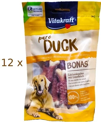 12 x 80 g Vitakraft pure DUCK BONAS Calciumknochen (€ 36,41/kg) Snack mit Ente - Bild 1 von 3