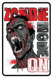 Zombie Mode On Schild Metall lustig Mann Höhle Haus Deko N1010 - Bild 1 von 1