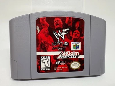 WWF Attitude Get It N64 Nintendo 64 Auténtico 1997 Juego Solo Cartucho Foto 1 de 4