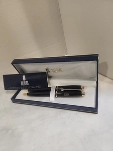 Vintage Bill Blass IBM Logo Continental Kugelschreiber & Druckbleistift Schwarz Gold - Bild 1 von 17