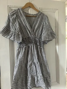 Max Studio striped summer mini dress, size M, shirred waist - Picture 1 of 5
