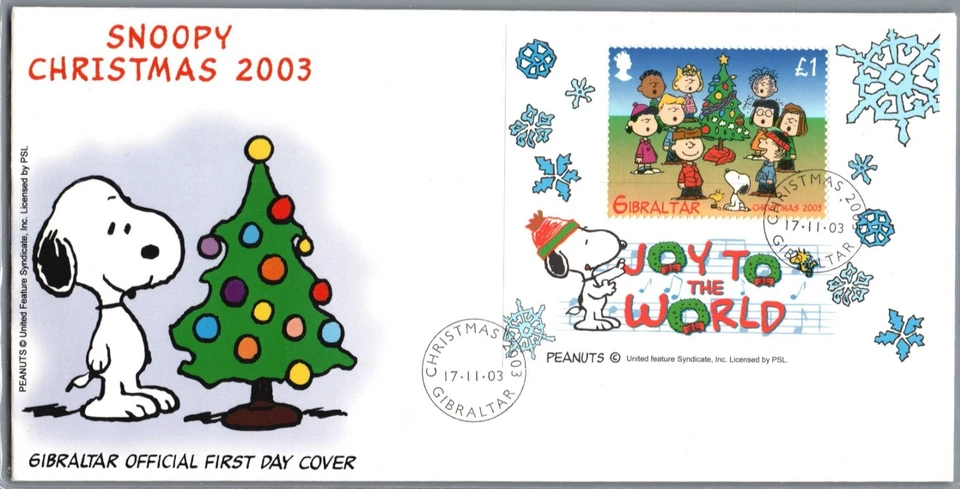 Gibraltar 2003 Xmas Snoopy Christmas FDC First Day Cover - Image 1 of 2