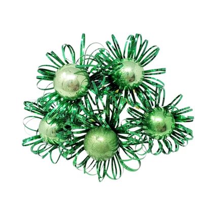 Paquete de oropel vintage de Navidad con pompón atómico Corbatas de vidrio de mercurio verde - 5 Foto 1 de 4