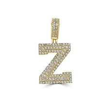14k Gold Diamond Initial Z Necklace, Charm Necklace, Varsity Initial Pendant Z