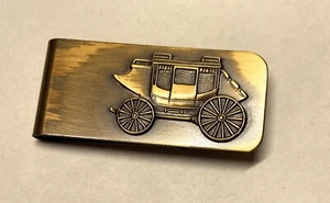 Solid Brass Money Clip- INGA - Western Stage Coach design - Picture 1 of 3