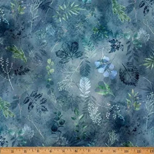 Tree Line By Hoffman Fabrics - Blue Leaves  #W5435-7 - Image 1 of 1