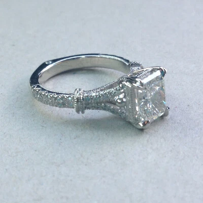 3Ct White Princess Cut CZ Engagement Wedding Ring Solid 925 Sterling Silver - Image 1 of 2