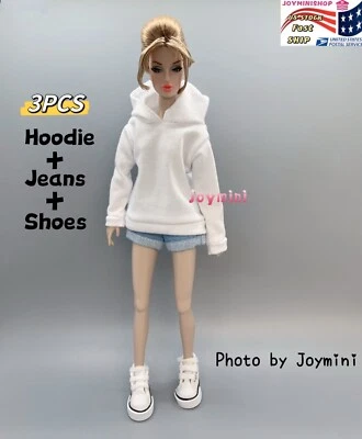 3件装时尚Royalty Integrity Poppy Parker NuFace娃娃布连帽牛仔裤鞋 — 第 1/4 张图片