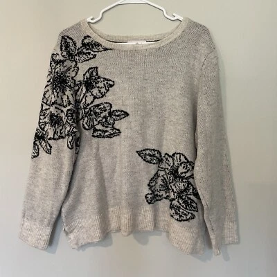 Suéter Vintage Liz Claiborne Floral Talla XL Taupe Negro Cuadrado Boho Cottage Mujeres Foto 1 de 4