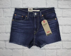 NWT Levi’s Women’s High Rise Cutoff Jean Shorts Size 4 (W27) Dark Blue - Picture 1 of 7