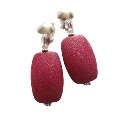 Ohrclips Clips silbef beere rot 6cm lang - Bild 1 von 4