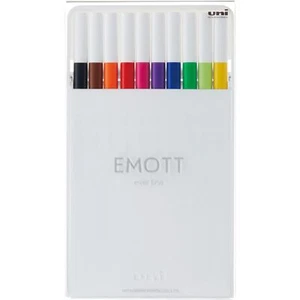 uni® EMOTT Fineliner Marker Pens Assorted Water Based Ink - Plastic Tip - 10pk - Picture 1 of 5