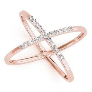 1/4 Carat Total Weight Abstract Criss Cross Diamond Ring in Rose Gold - Picture 1 of 4