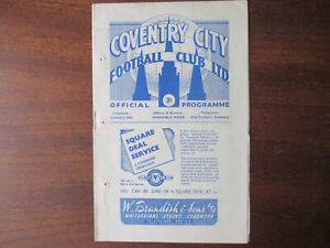 1950 Coventry v Tottenham Spurs 2nd Division champions season 1949/50 rare away