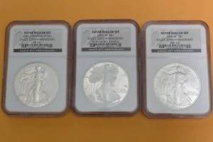 2006 Silver Eagle 3 Coin Set NGC Reverse PF69/PF69/MS69 20th Anniversary - Picture 1 of 7
