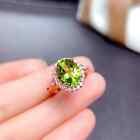 2Ct Oval Cut Lab-Created Green Peridot Halo Engagement Ring 14K Rose Gold Plated