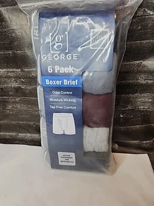 Mens Sz 3XL (48-50) GEORGE Cotton Boxer Brief 6-Pack - Picture 1 of 3