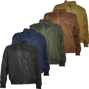 Men's Jacket Full-Zip Athletic Slim Fit Lightweight Water Resistant Racer Coat - Picture 1 of 38