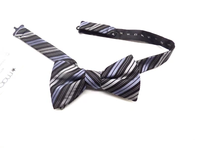 Alfani Men’s Pre-tied Adjustable Bow-tie, Striped, Black/Gray/Lavender - Image 1 of 4