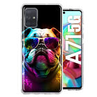 Für Samsung Galaxy A71 4G stoßfest Neon Regenbogen Leuchten Bulldog Hülle