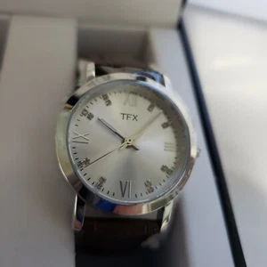 TFX by Bulova Ladies Watch Brown Leather Strap and Silver Face New in Box - Picture 1 of 10
