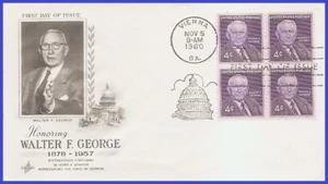 USA4 #1170 U/A ARTCRAFT FDC BL4 Sen. Walter F. George - Bild 1 von 1