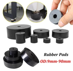 Black Round Rubber Pads Anti Vibration Isolation Spacer Buffer Block OD 9mm-90mm - Picture 1 of 254
