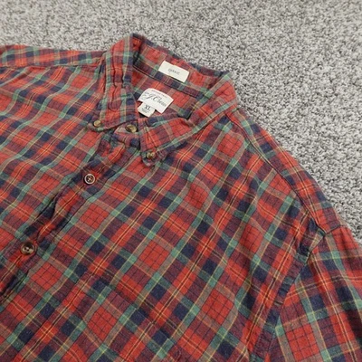 J Crew Shirt Mens XL Orange Plaid Brushed Twill Flannel Button Up Long Sleeve - Image 1 of 4