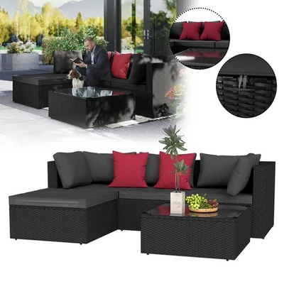 Sitzgruppe Sitzgarnitur Gartenmöbel Lounge-Set mit Couchtisch Balkon Terrasse - Bild 1 von 4