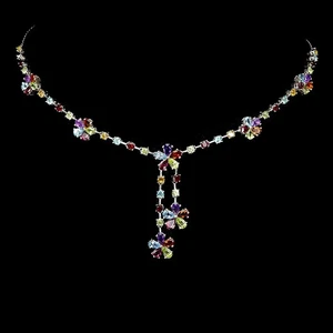 NATÜRLICHER AMETHYST TOPAS PERIDOT CITRIN GRANAT HALSKETTE 925 STERLINGSILBER 14KWGP - Bild 1 von 5