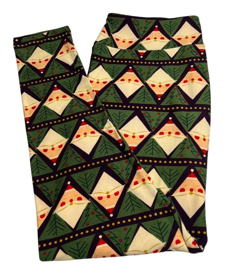 Leggings LuLaRoe TC2 Tall Curvy 2 Natal Argyle SANTA Árvore Arlequim Diamante - Imagem 1 de 4
