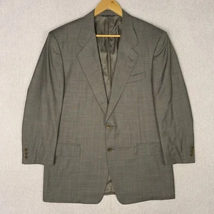 CANALI Wool Sport Coat Suit Jacket Blazer 42S Glen Plaid Khaki Full Canvas Italy - Picture 1 of 12
