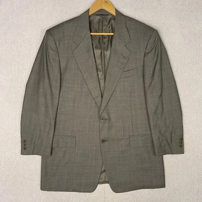 CANALI Wool Sport Coat Suit Jacket Blazer 42S Glen Plaid Khaki Full Canvas Italy - Image 1 of 4