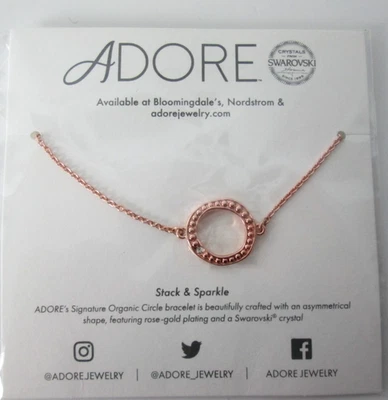 Adore Swarovski Crystal Rose Gold Organic Circle Bracelet NEW IN PACKAGE - Image 1 of 3