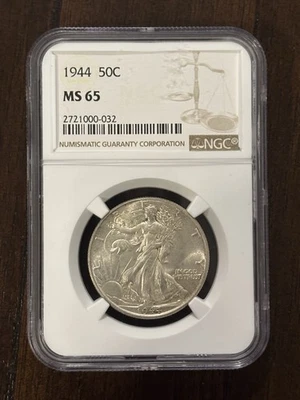 1944 walking  Liberty Half Dollar Ms65 NGC Graded (slight toning)!! - Image 1 of 4