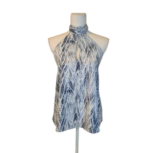 Tyche Neckholder-Top mit Animal-Print Damen Größe Small blau feminin adrett Bohemian - Bild 1 von 8