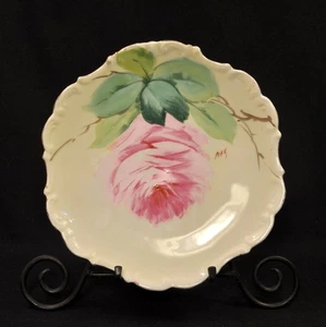 Limoges Flambeau Decorative Plate Large Cabbage Rose Hand Painted Max 1890-1914 - Picture 1 of 9
