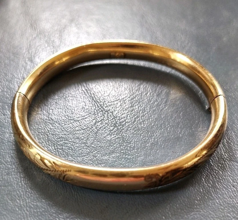 Brazalete Brazalete Mujer 1/20 12KT GF Oro Amarillo Relleno Grabado Floral SI Foto 1 de 4