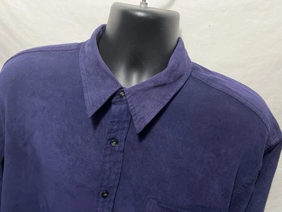 Mens Alfani Sueded Purple Shirt Sz XL L/S Button Front 100% Polyester A2 - Image 1 of 4