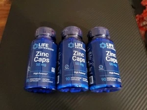 NEW & SEALED - (3) LIFE EXTENSION Zinc Caps 50 mg - (90) caps. ea. Exp. 11/2026 - Picture 1 of 3