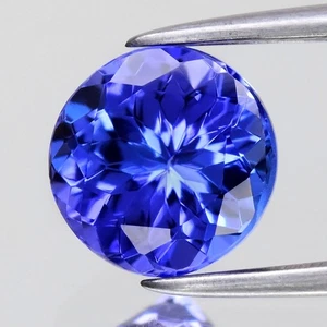 💎 1,49ct 7mm VVS Rund Natürlicher AAA Violett Blau Tansanit - Hervorragend, Tansania Edelstein - Bild 1 von 4