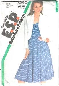 Pattern Simplicity ESP Fitted Dress, Unlined Jacket & Sash Sz 10-14 Vintage NEW - Picture 1 of 2
