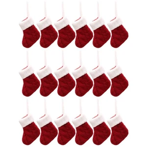 3 Pack Knitted Christmas Socks and Fork Set Table Cutlery Pouch - Picture 1 of 12