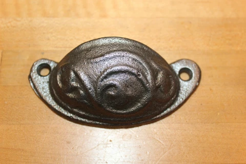 Antique Cast Iron Bin Apothecary Cupboard Drawer Pull  Window Lift  L-9 Cover