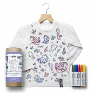 Arts & Crafts Kids Christmas Gift Mermaid Colour In Top With Fabric Pens Girls - Picture 1 of 4