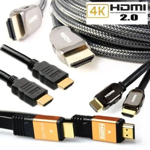 HDMI Cable v2.0 Premium & Flat HDTV 1080P 3D 4K Ultra HD ARC CES 2160p Lead 60Hz - Picture 1 of 20