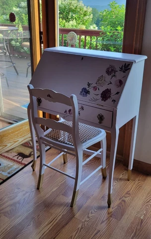 Antique Oak Drop Front Desk And Chair Cover